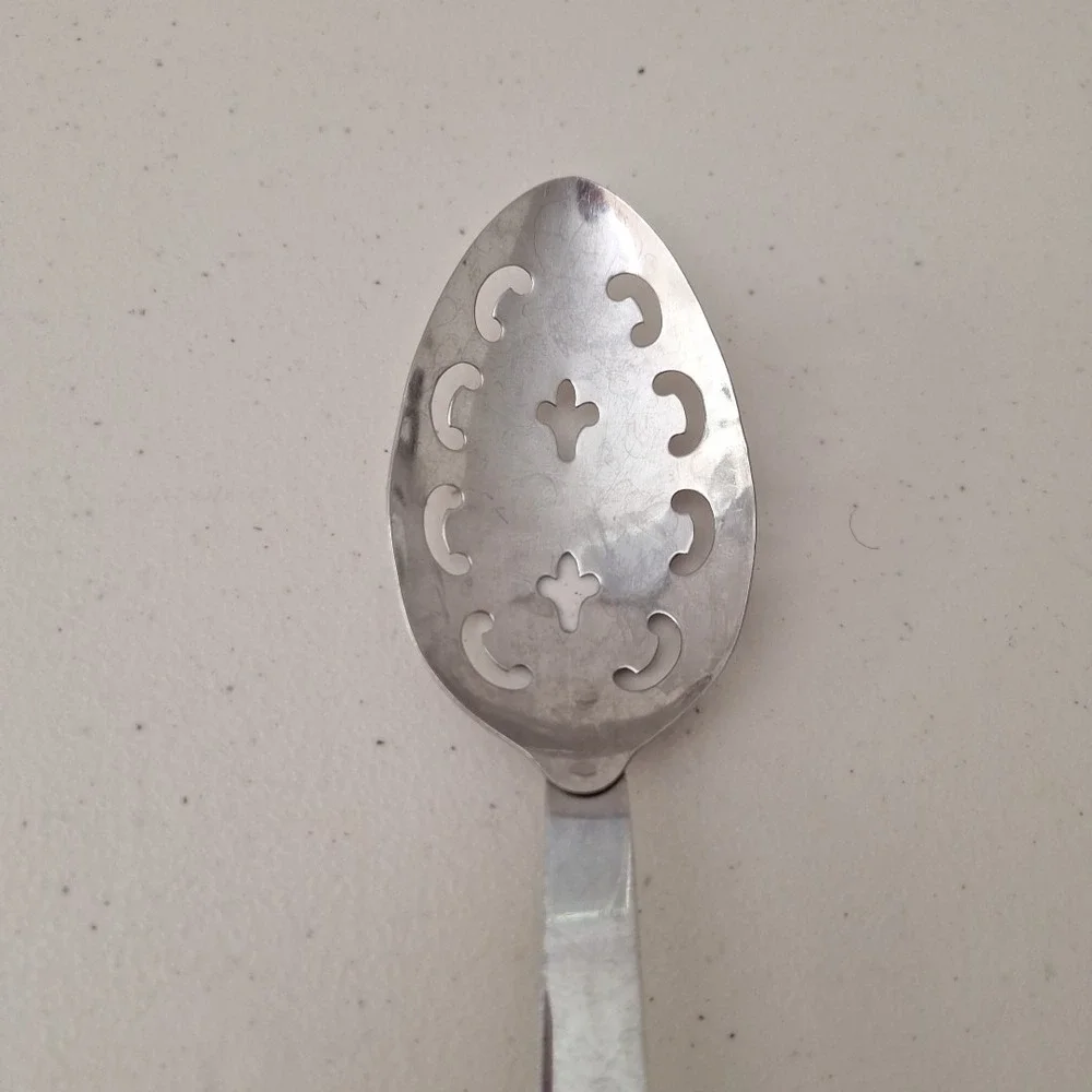 Vintage UTICA Blue Ribbon USA Forge‎ Slotted Spoon Serving Stainless Steel 12